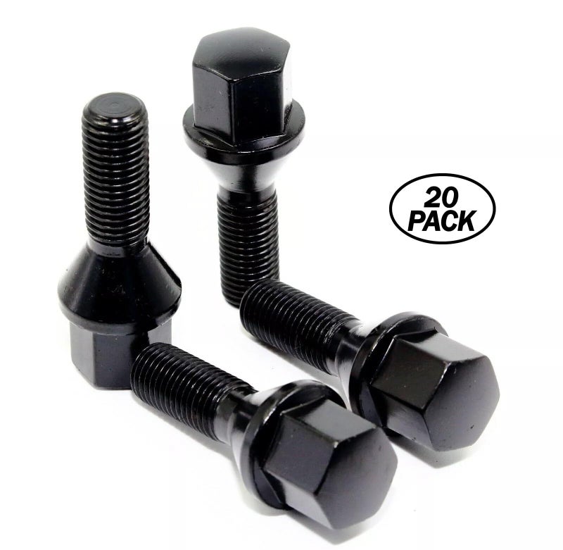 Veritek Performance Set of 20 Veritek 14x1.5mm Black Wheel Lug Bolts for Aftermarket Custom Wheels Conical Seat 2.16 Inch 28mm Shank 17mm Hex - Image 2